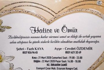 Hatice&Ömürün Düğününe davetlisiniz.